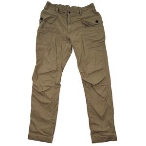 Relwen Mens 32x32 Tan Cargo Pants Elastic Waist Zip Fly Cotton Stretch Blend EUC